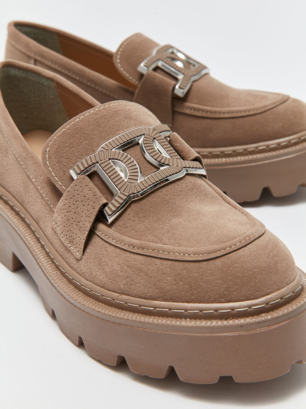 Kahverengi Kalın Taban Kadın Loafer Ayakkabı-4