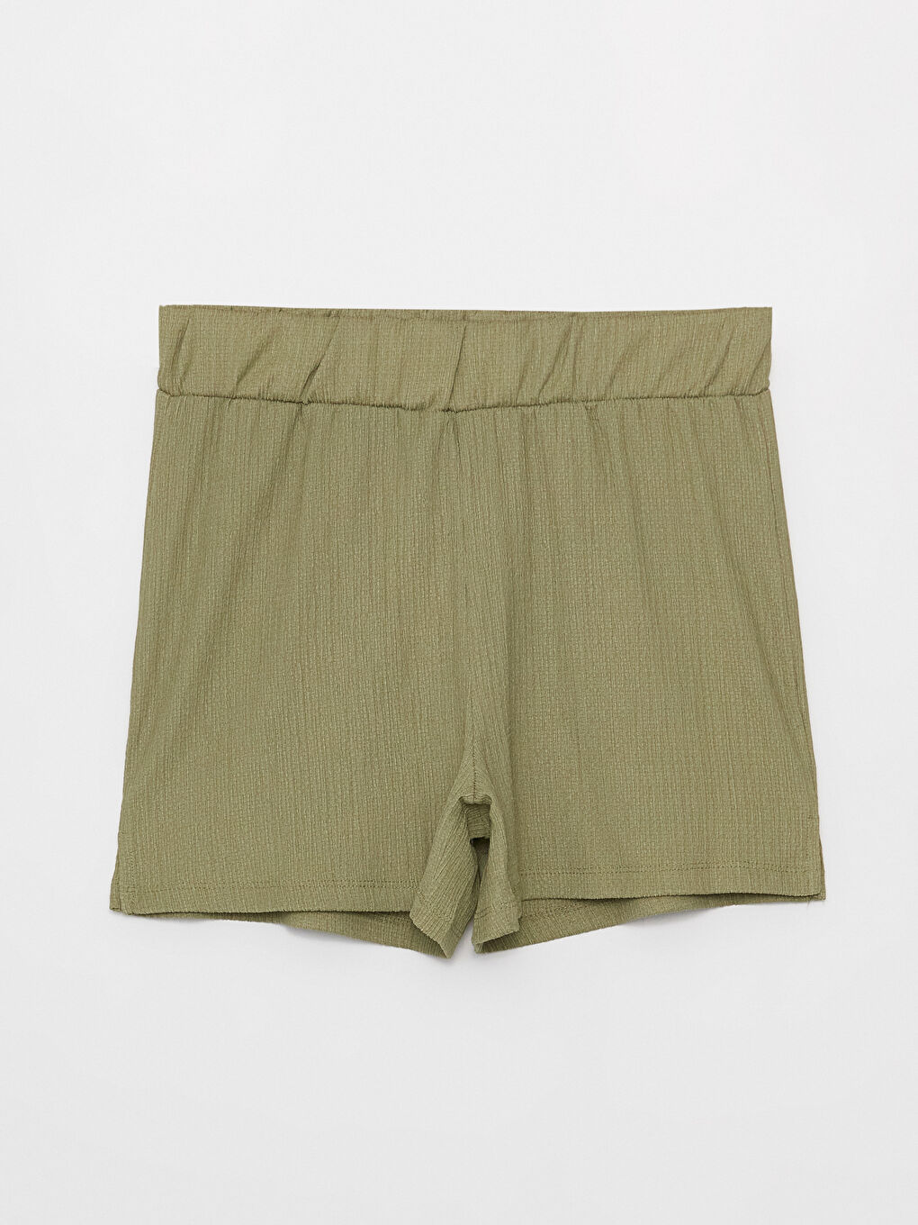 Yeşil Beli Lastikli Rahat Kalıp Kadın Şort-5