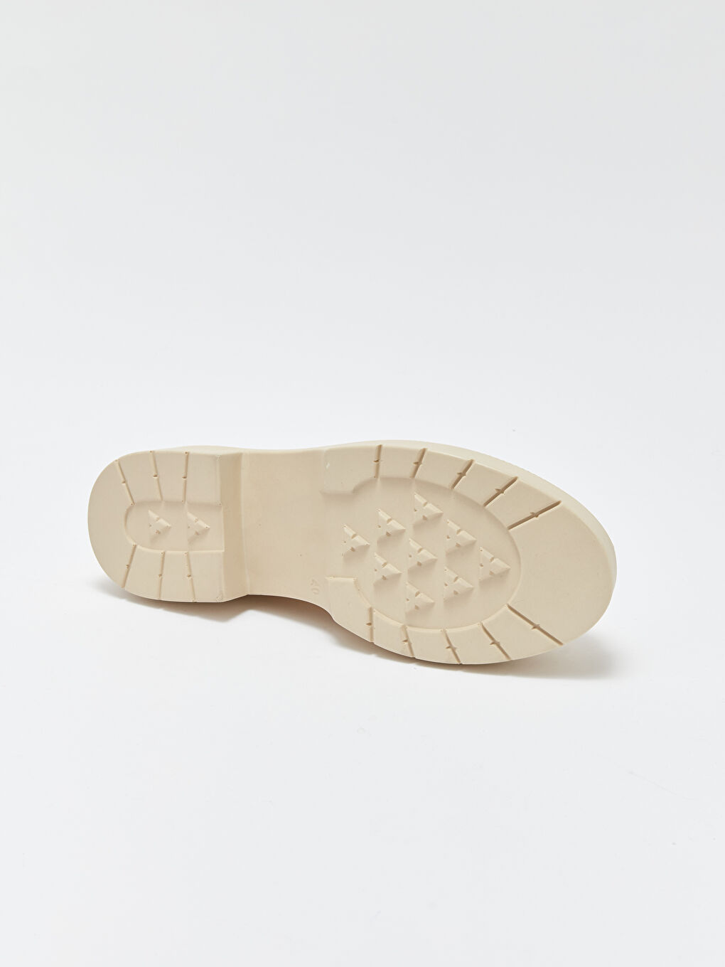 Ekru Kalın Taban Kadın Loafer Ayakkabı-3