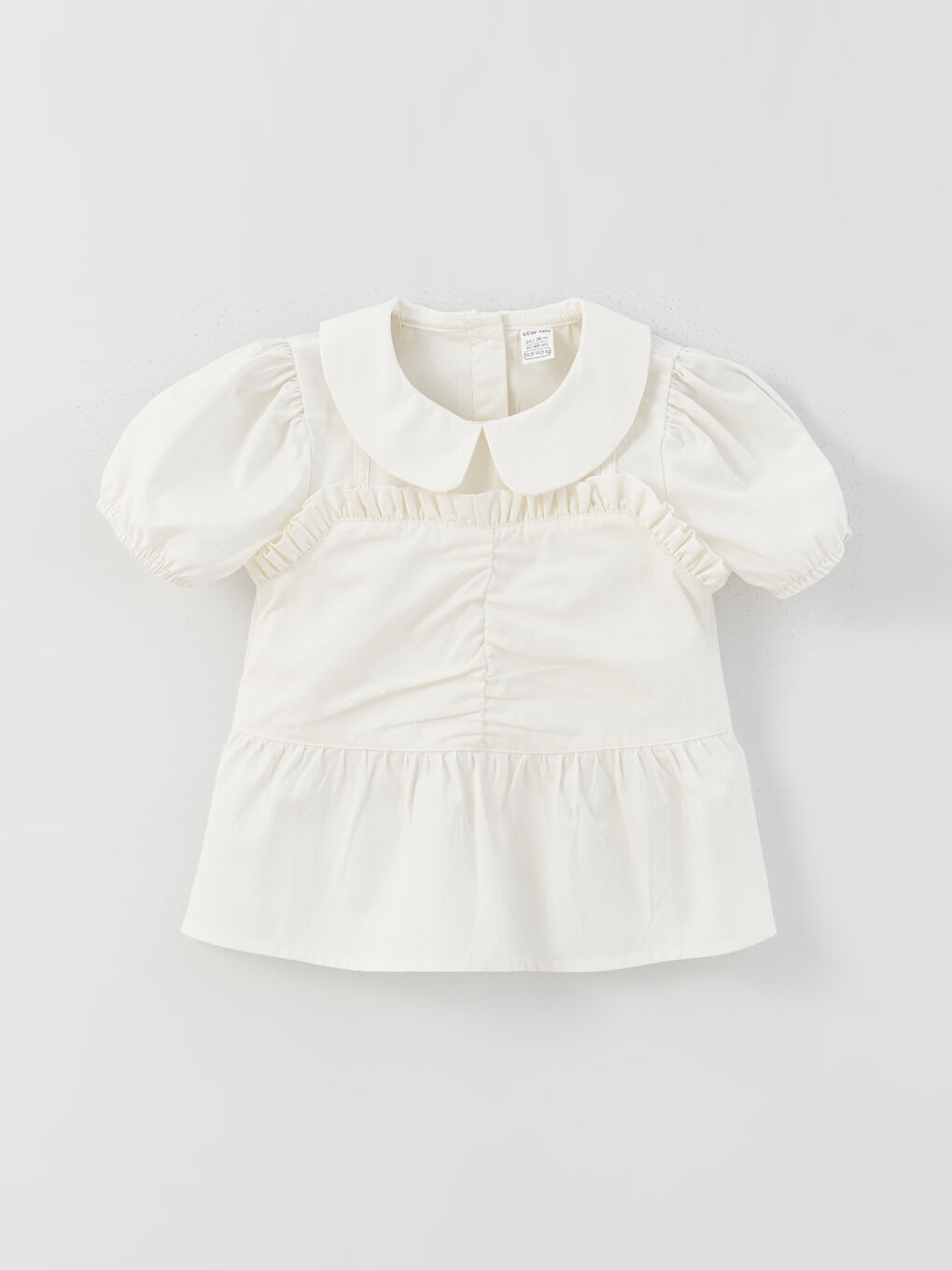 Ekru Bebe Yaka Kısa Kollu Kız Bebek Gömlek