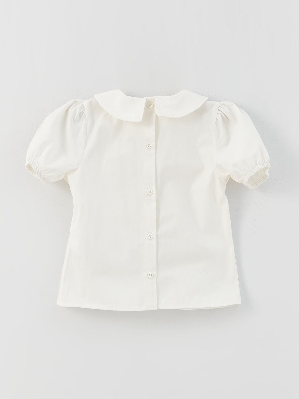 Ekru Bebe Yaka Kısa Kollu Kız Bebek Gömlek-1