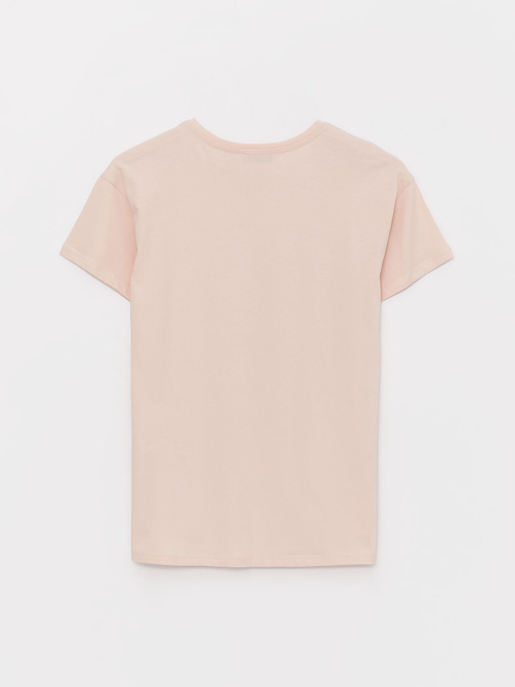 Pembe Bisiklet Yaka Baskılı Kısa Kollu Kadın Tişört-6