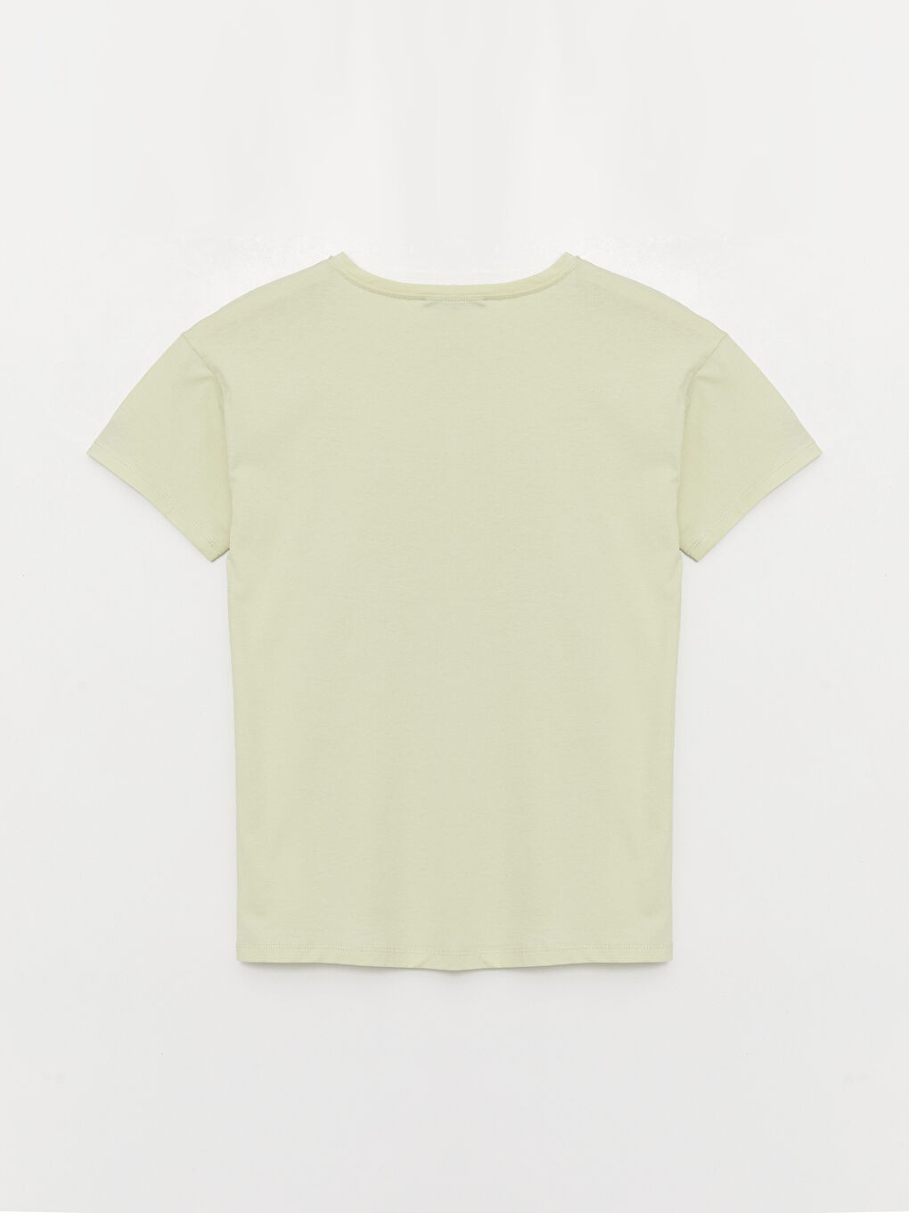 Yeşil Bisiklet Yaka Baskılı Kısa Kollu Kadın Tişört-6