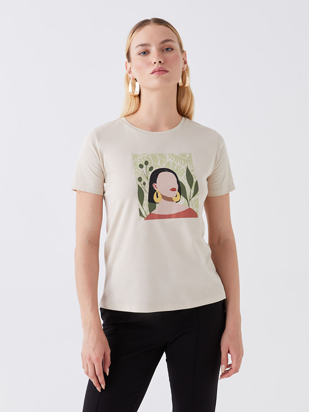 Crew Neck Printed Short Sleeve Women's T-Shirt