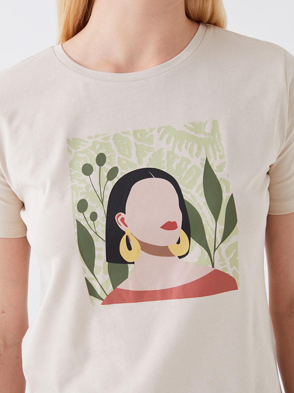 Crew Neck Printed Short Sleeve Women's T-Shirt-3