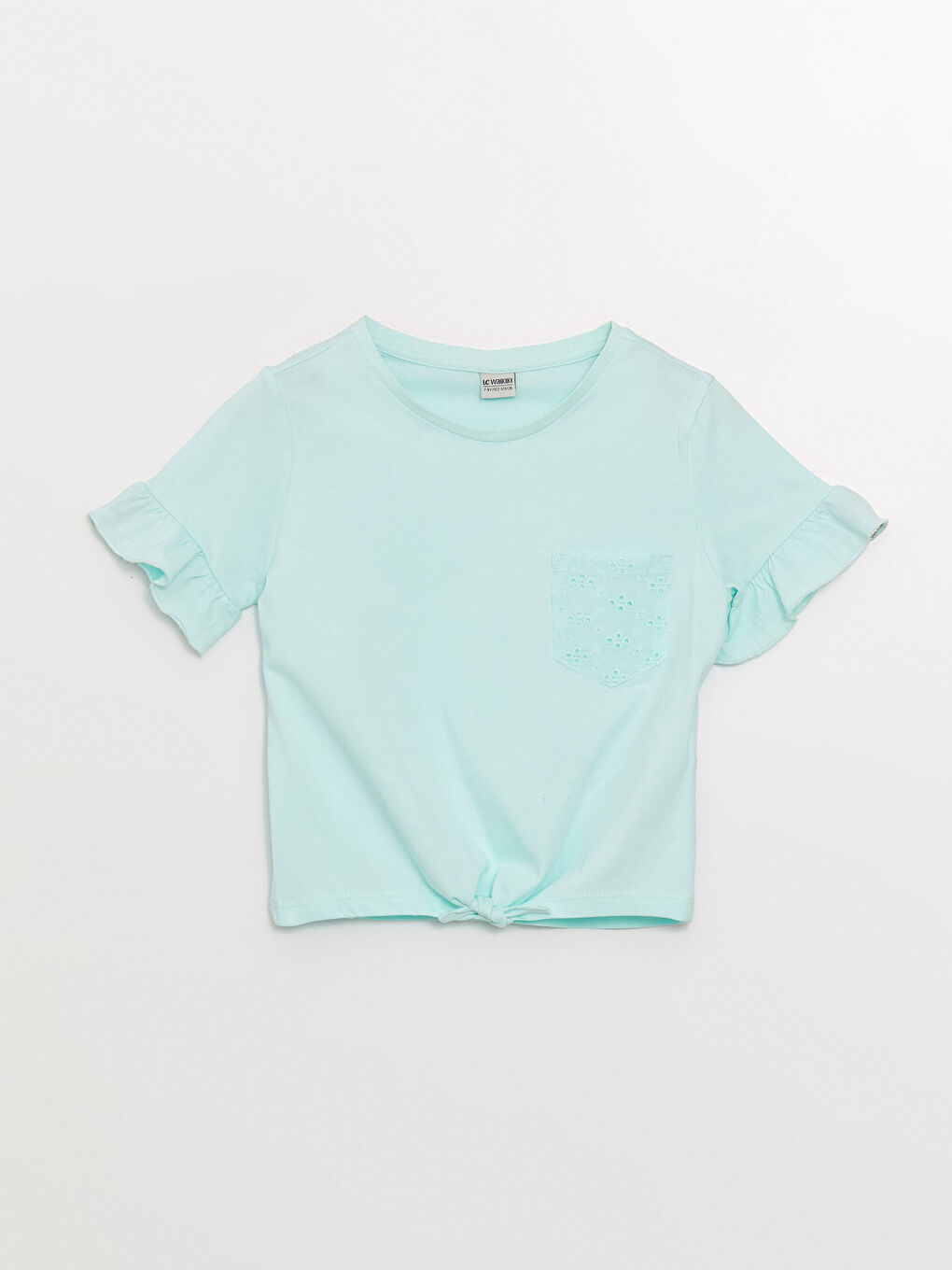 Turkuaz Bisiklet Yaka Basic Kısa Kollu Kız Çocuk Tişört