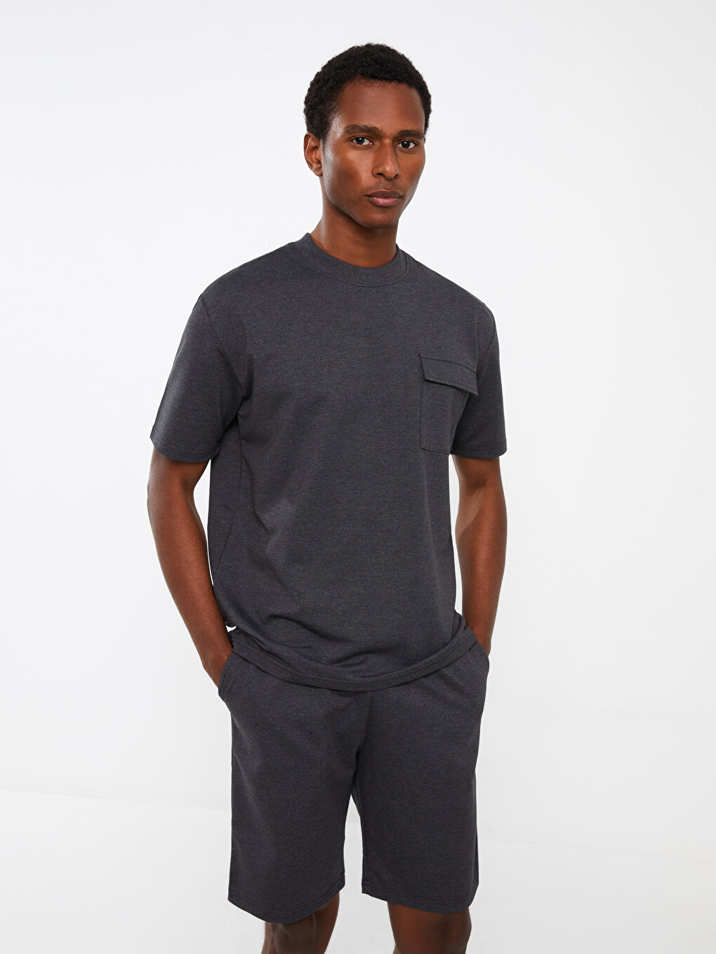 Antrasit Standart Kalıp Erkek Şortlu Takım-1