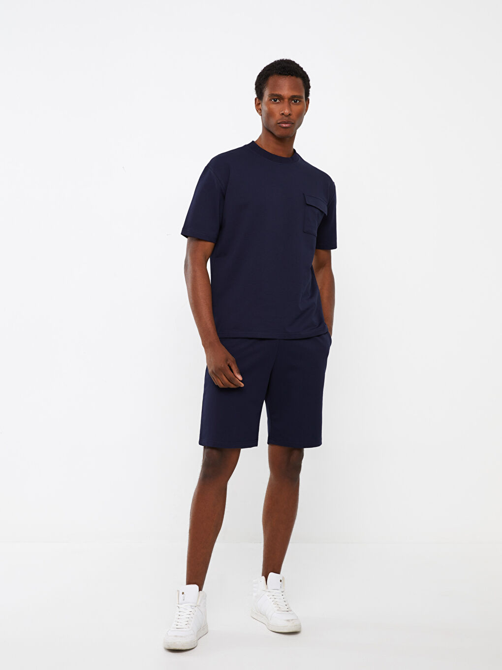 Lacivert Standart Kalıp Erkek Şortlu Takım