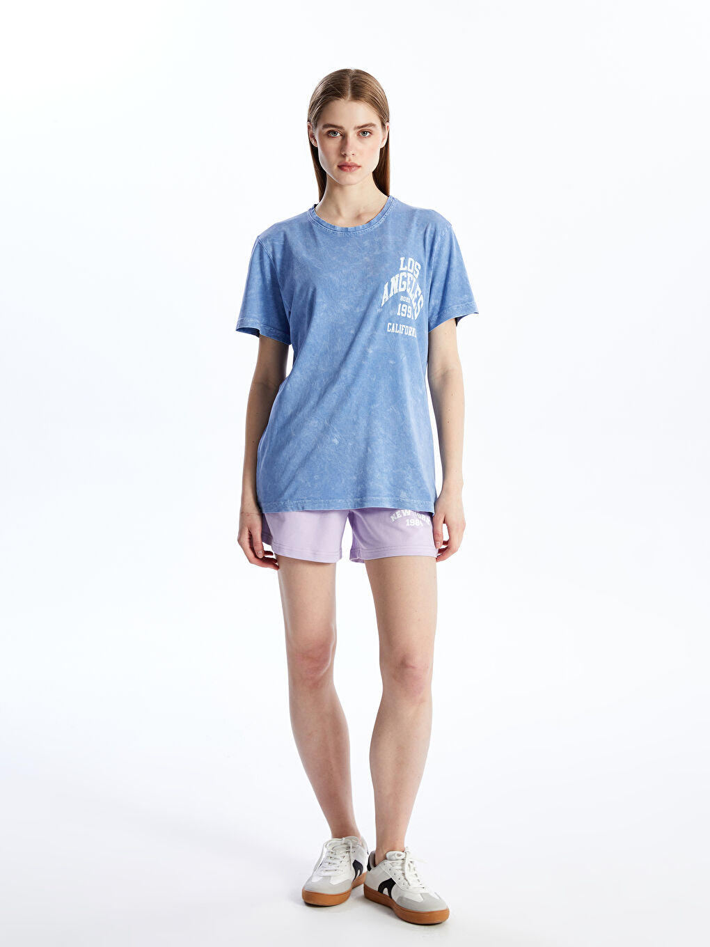 Mavi Bisiklet Yaka Baskılı Kadın Tişört-2