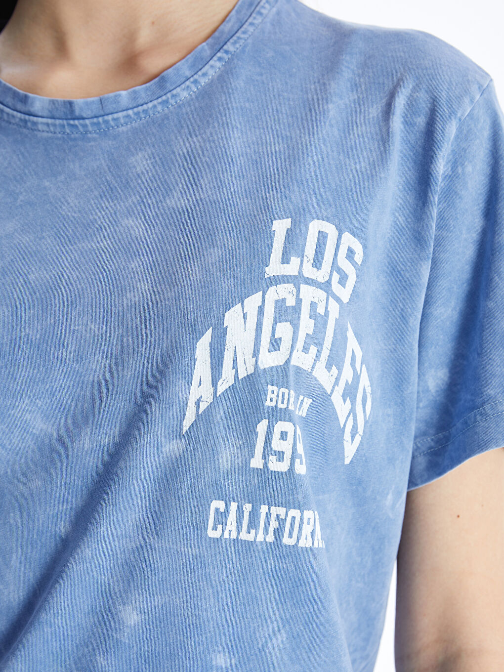 Mavi Bisiklet Yaka Baskılı Kadın Tişört-3