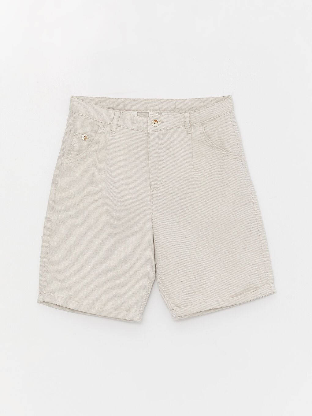 Ekru Rahat Kalıp Keten Karışımlı Erkek Çocuk Şort-1