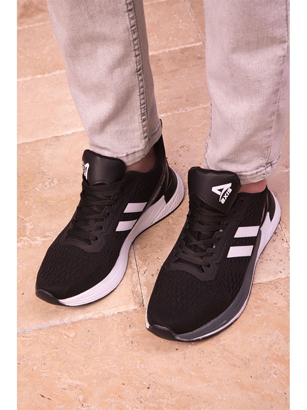 Siyah Bağcıklı Baskılı Erkek Aktif Spor Ayakkabı-3