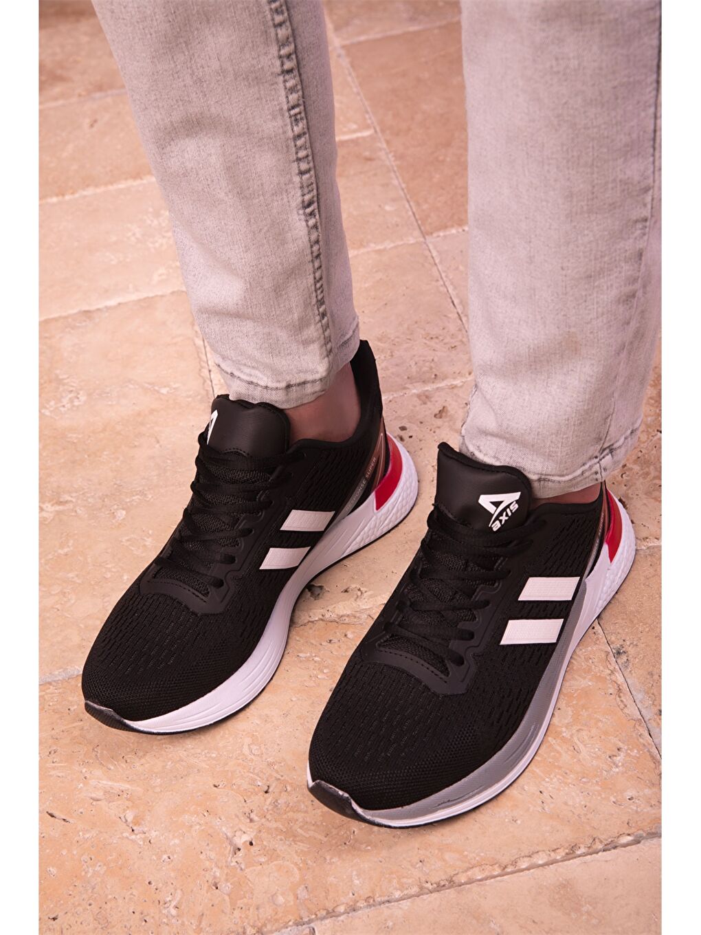 Siyah Bağcıklı Baskılı Erkek Aktif Spor Ayakkabı-3