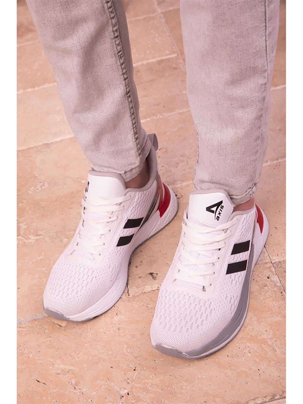 Beyaz Bağcıklı Baskılı Erkek Aktif Spor Ayakkabı-3