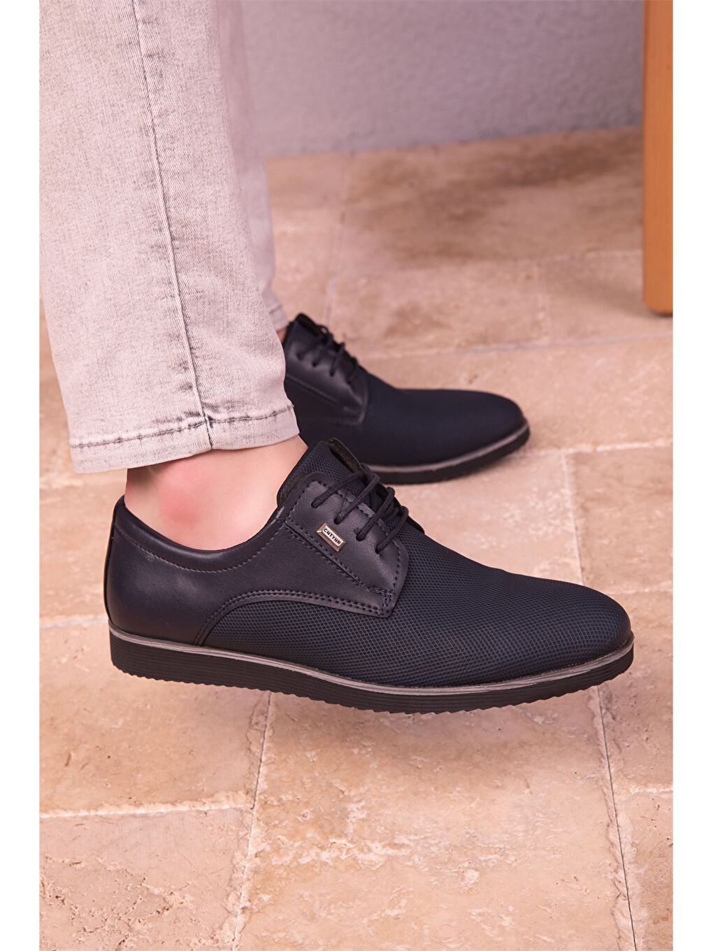 Lacivert Deri Görünümlü Erkek Klasik Ayakkabı-1