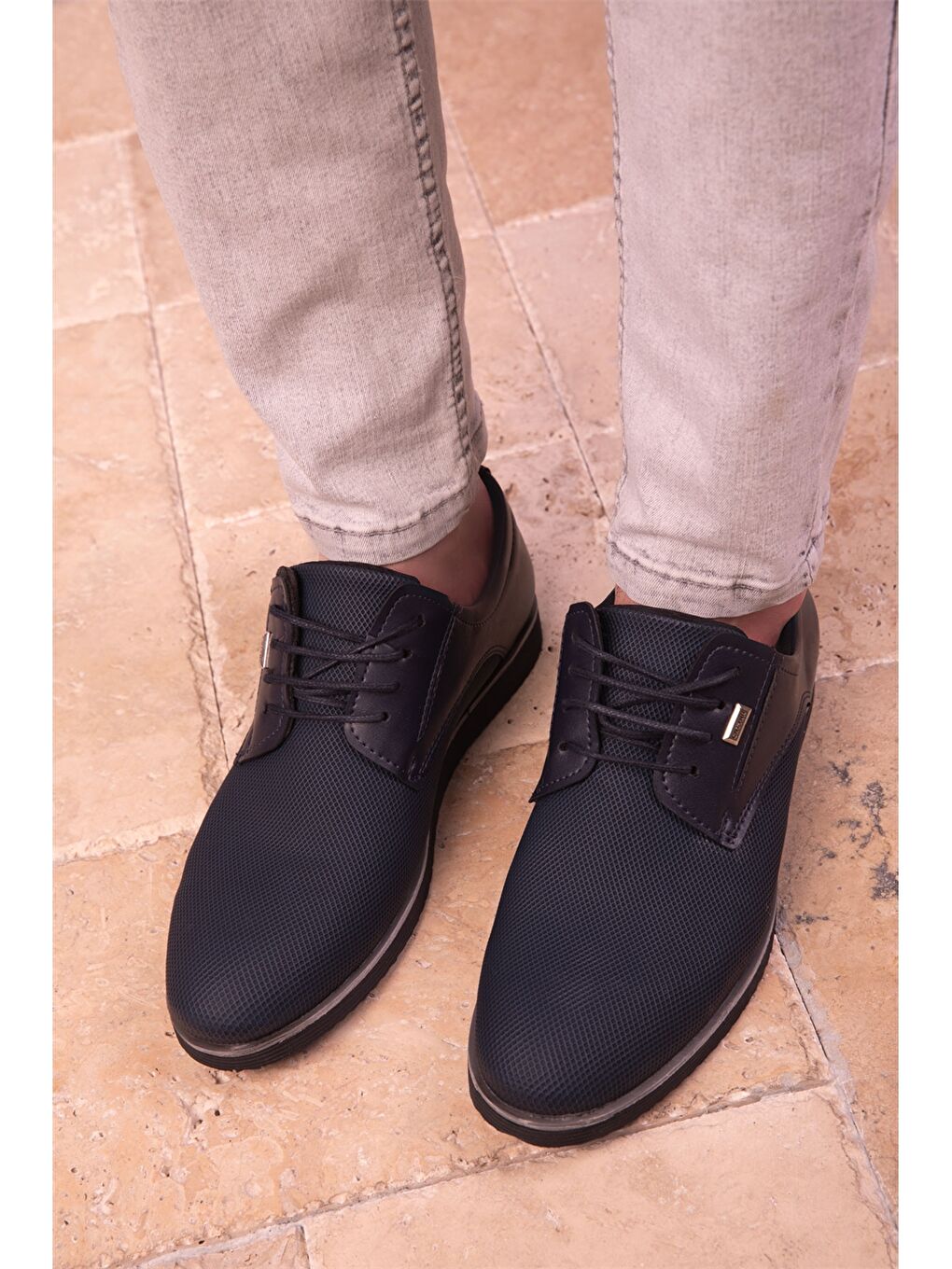 Lacivert Deri Görünümlü Erkek Klasik Ayakkabı-2