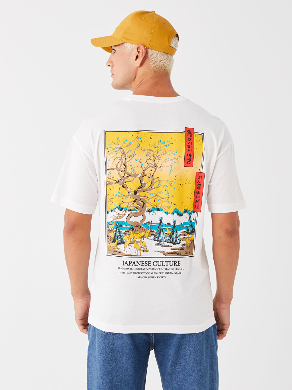 تيشيرت رجالي ياقة دائرية كم قصير مطبوع قطن ممشط-4