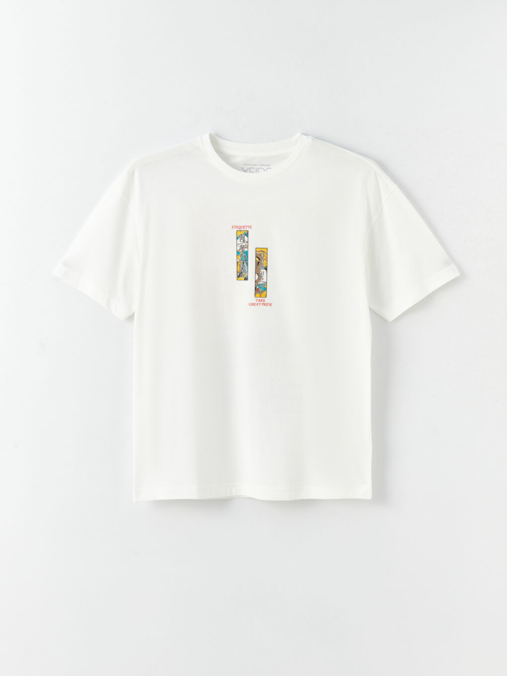 تيشيرت رجالي ياقة دائرية كم قصير مطبوع قطن ممشط-5