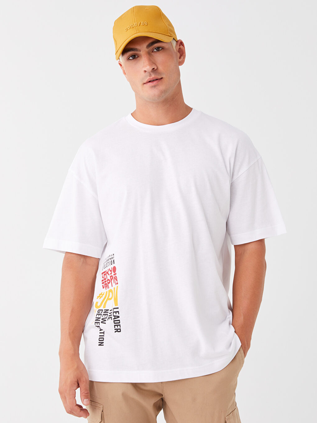 Oversize Crew Neck Short Sleeve Printed Jersey Men's T-Shirt-2