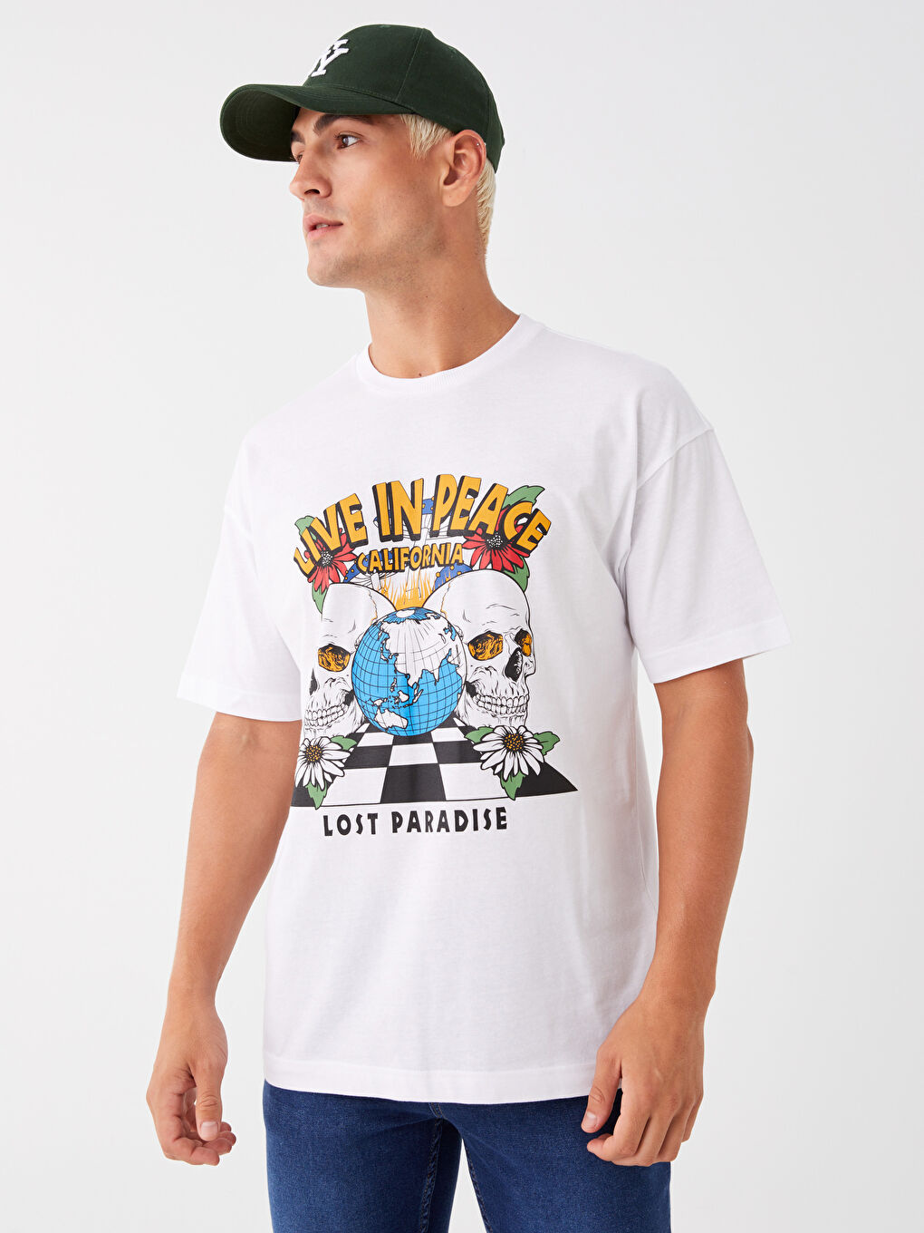 Crew Neck Short Sleeve Printed Combed Cotton Men's T-shirt