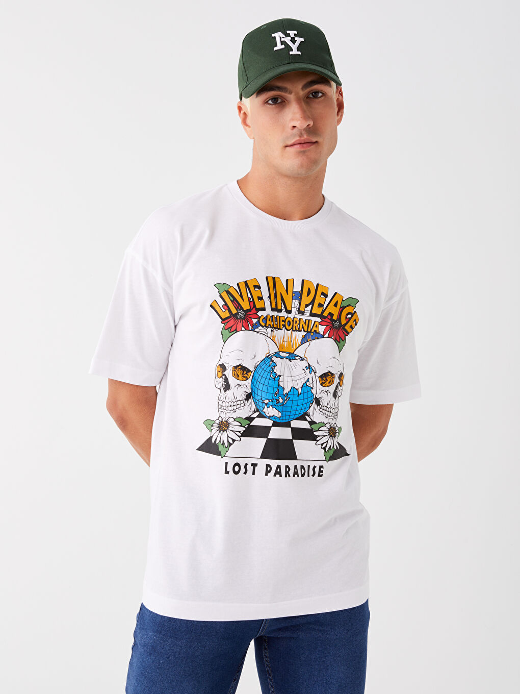 Crew Neck Short Sleeve Printed Combed Cotton Men's T-shirt-2