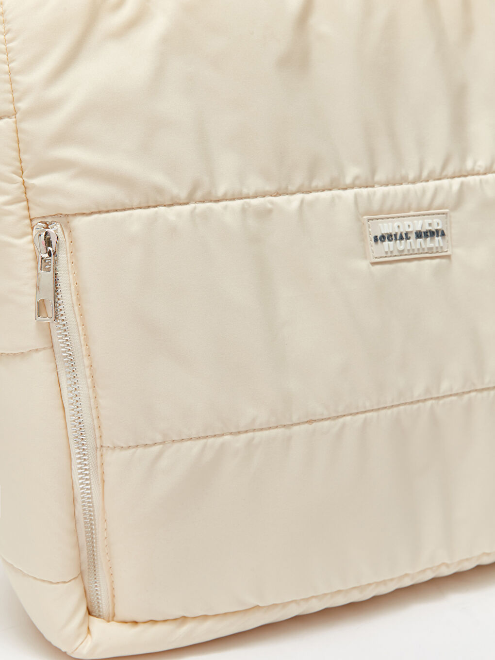 Ekru Etiket Baskılı Kız Çocuk Tote Çanta-3