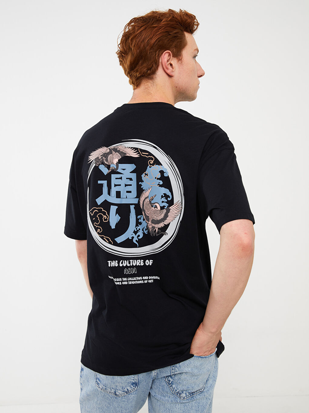 Crew Neck Short Sleeve Printed Combed Cotton Men's T-shirt