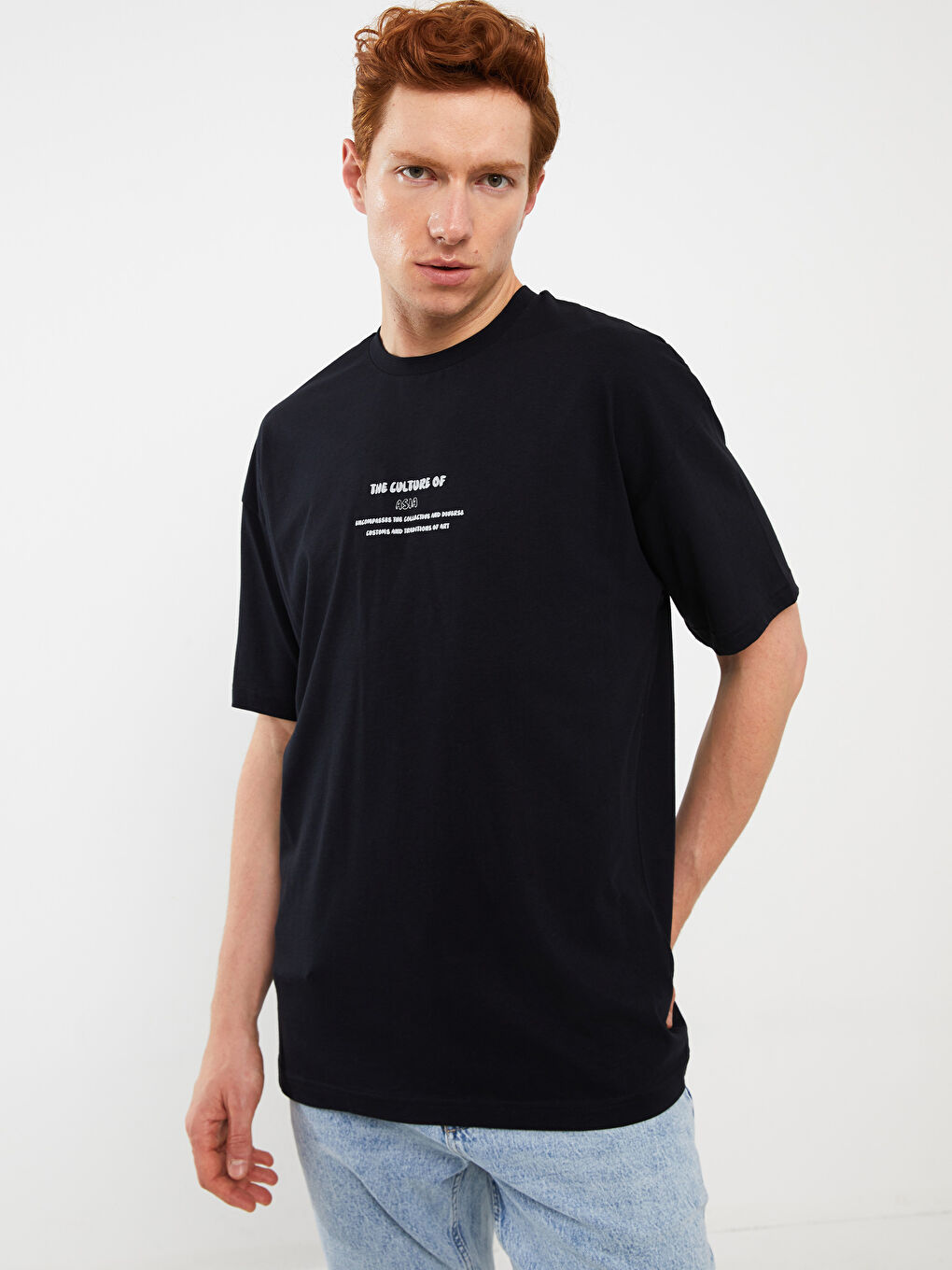 Crew Neck Short Sleeve Printed Combed Cotton Men's T-shirt-1