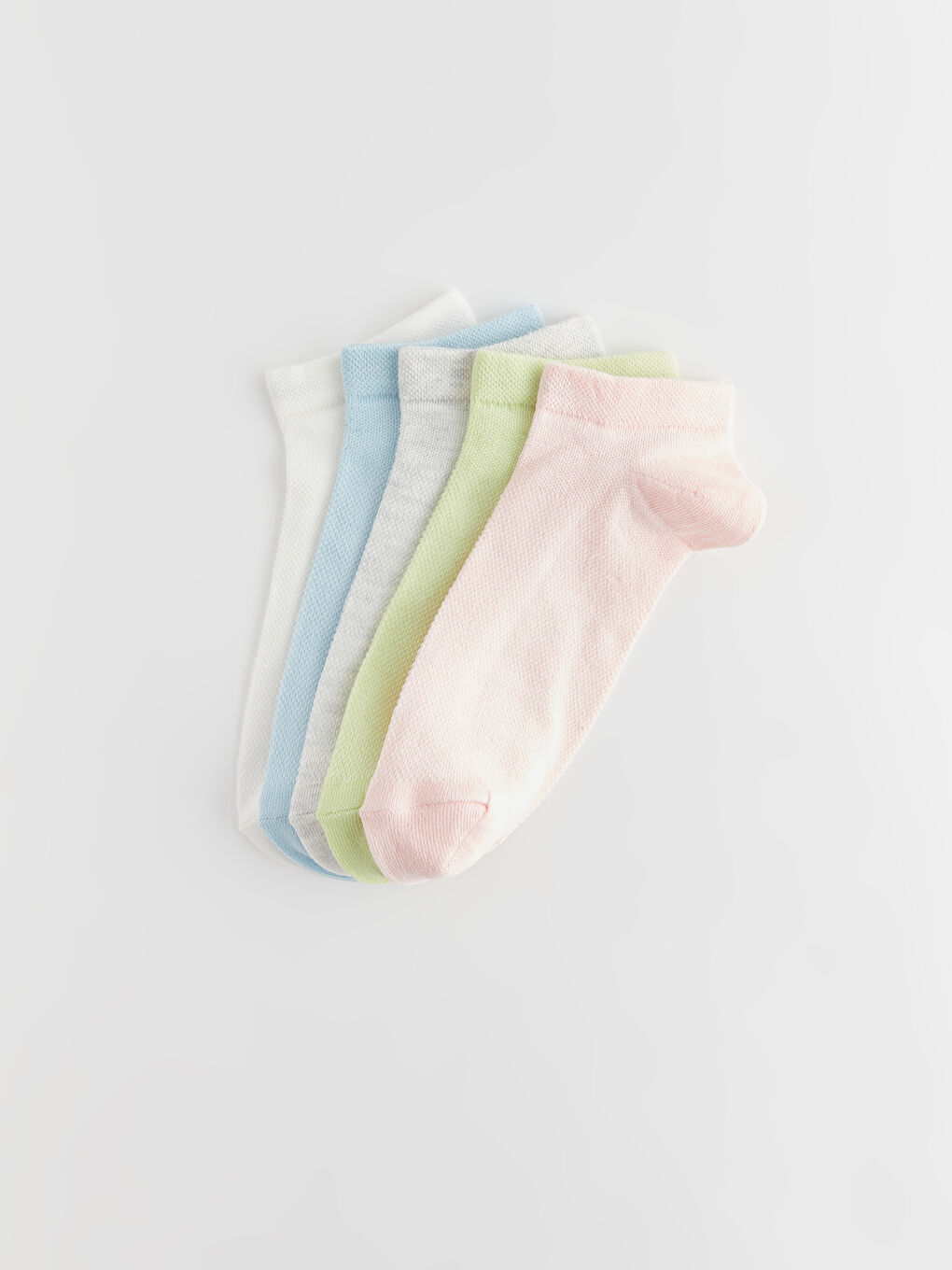 Pembe Kadın Düz Patik Çorap 5'li