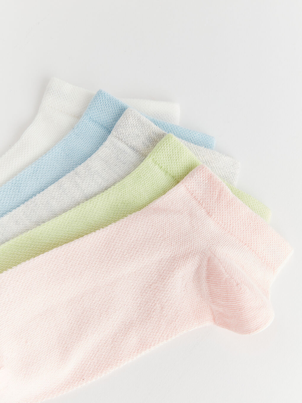 Pembe Kadın Düz Patik Çorap 5'li-2