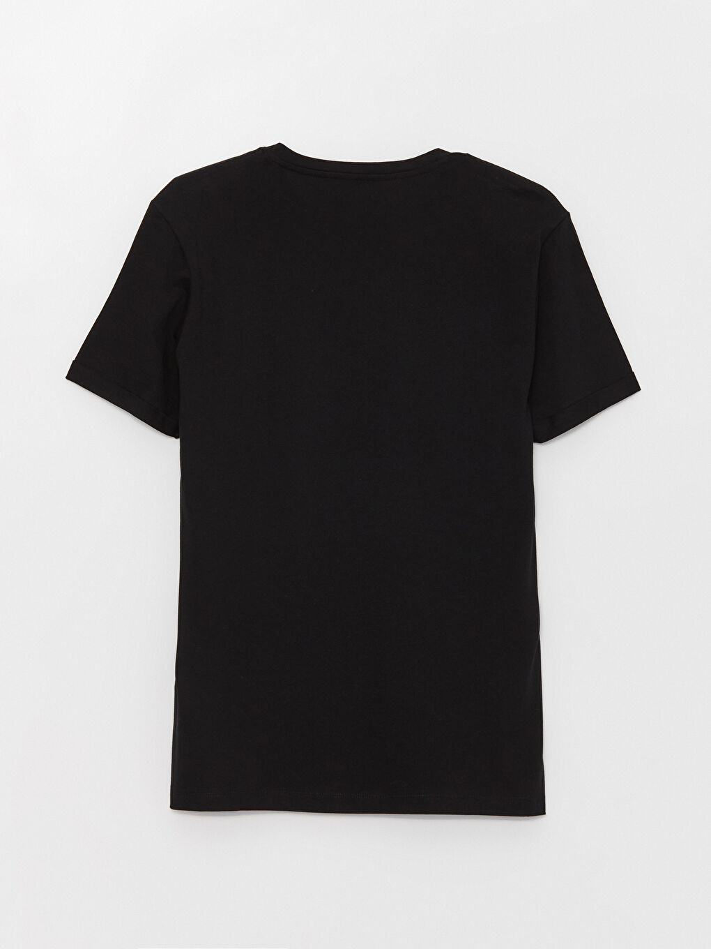 Siyah Bisiklet Yaka Kısa Kollu Erkek Tişört-6