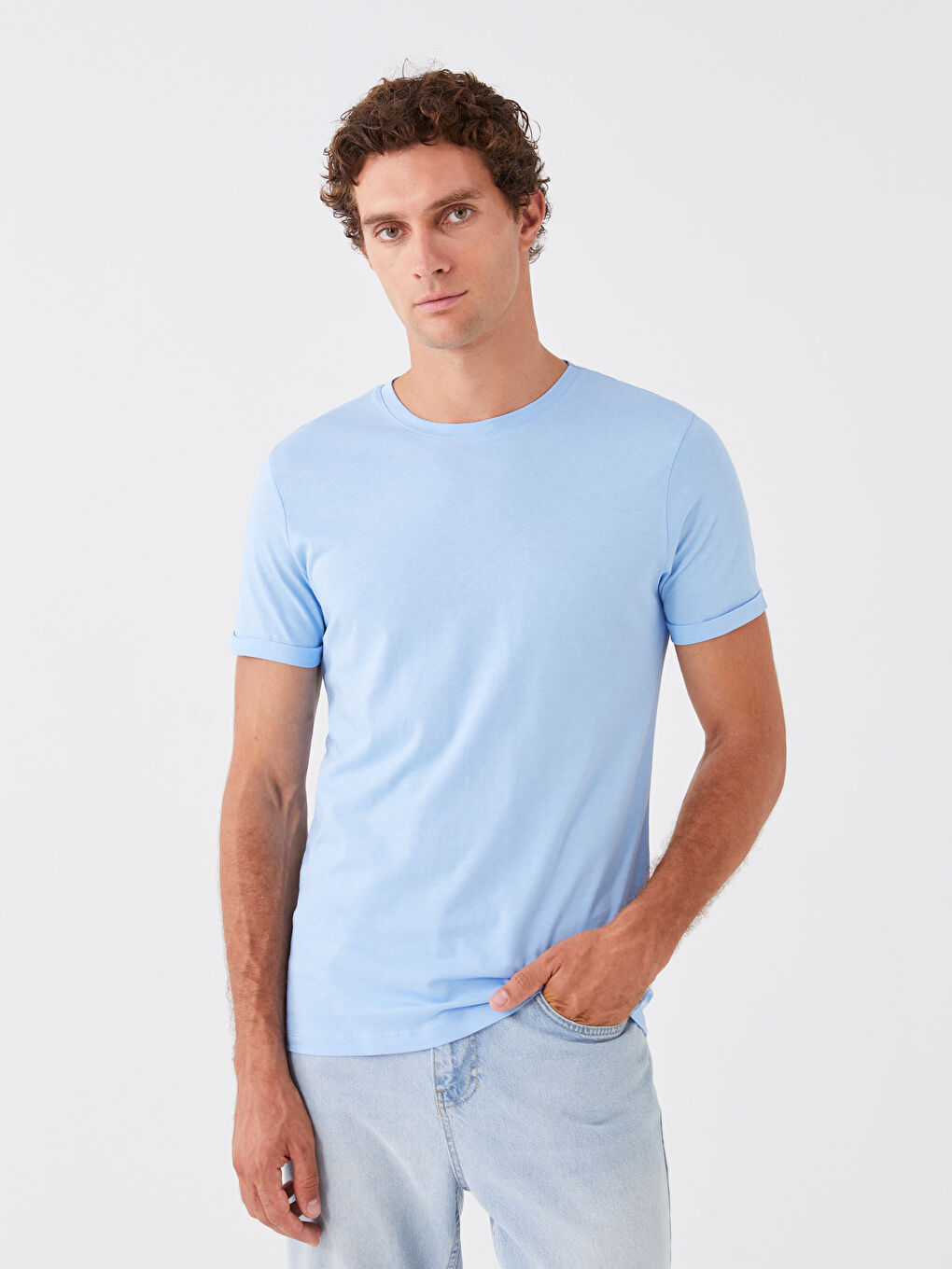 Mavi Bisiklet Yaka Kısa Kollu Erkek Tişört