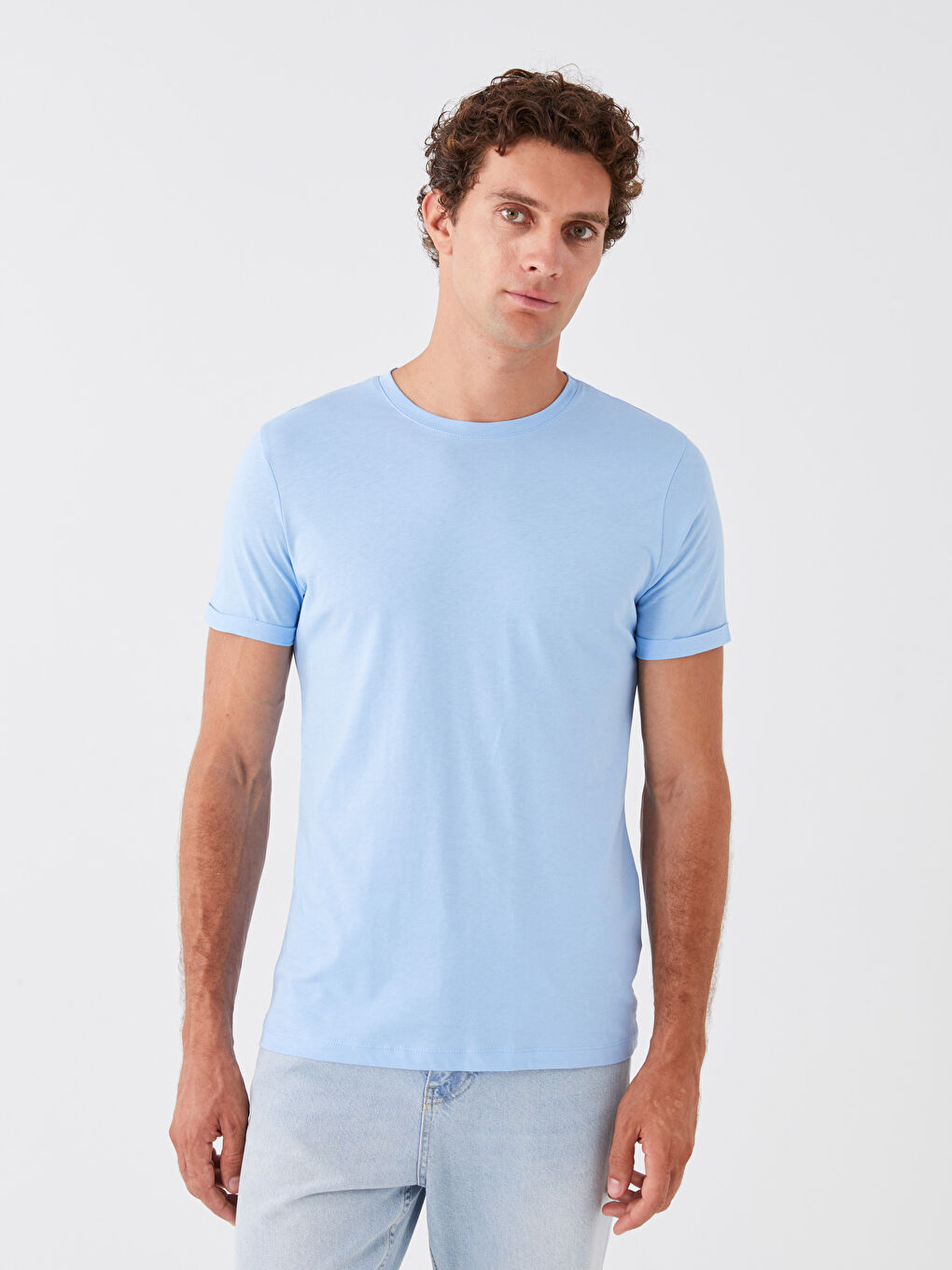 Mavi Bisiklet Yaka Kısa Kollu Erkek Tişört-1