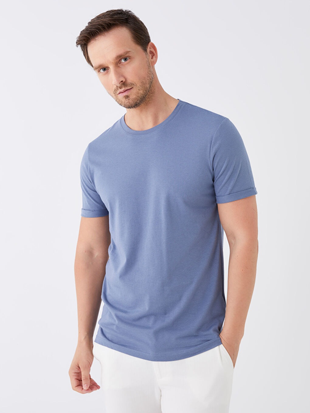 İndigo Bisiklet Yaka Kısa Kollu Erkek Tişört-1