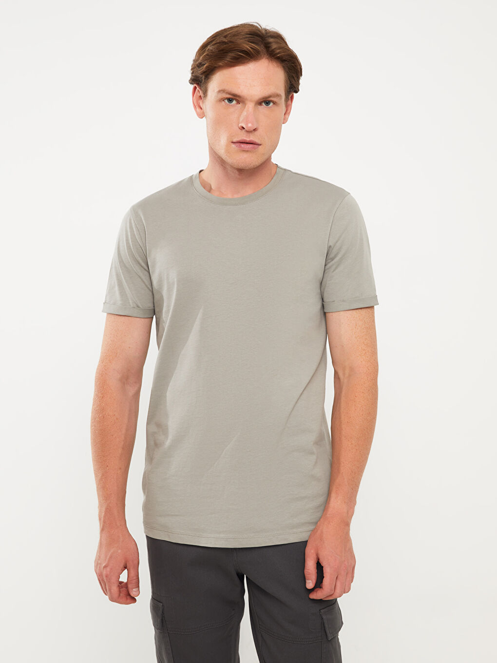 Haki Bisiklet Yaka Kısa Kollu Erkek Tişört