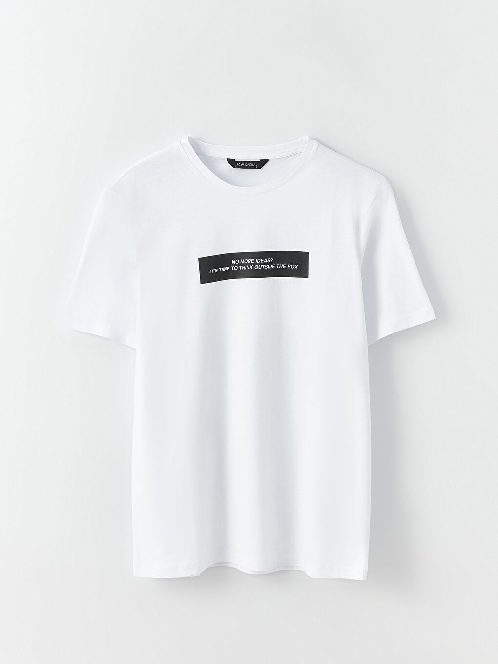 Beyaz Bisiklet Yaka Kısa Kollu Baskılı Penye Erkek Tişört-5