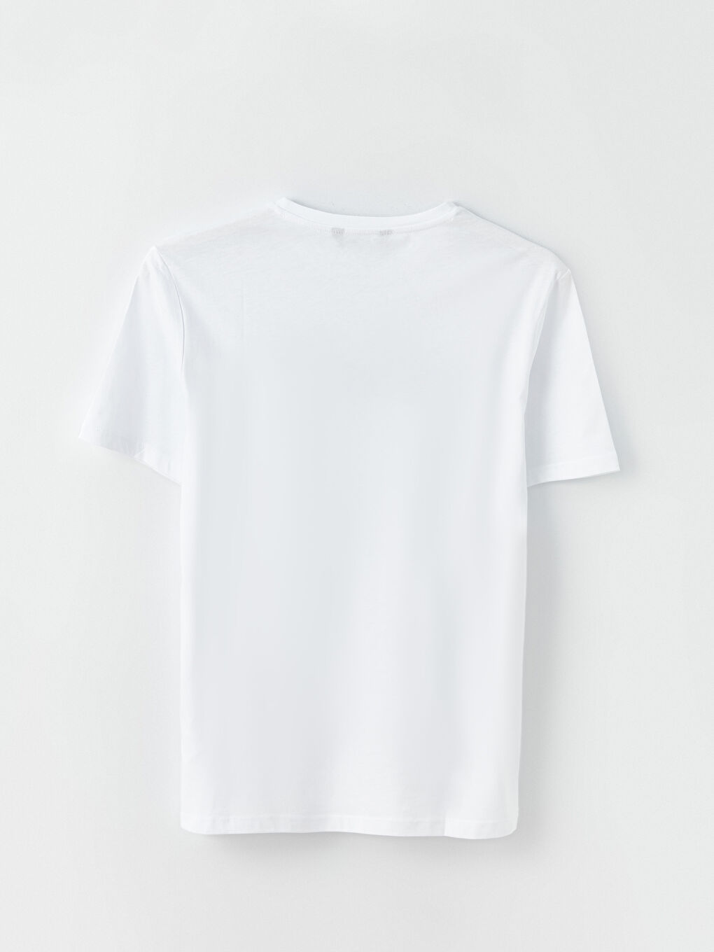 Beyaz Bisiklet Yaka Kısa Kollu Baskılı Penye Erkek Tişört-6