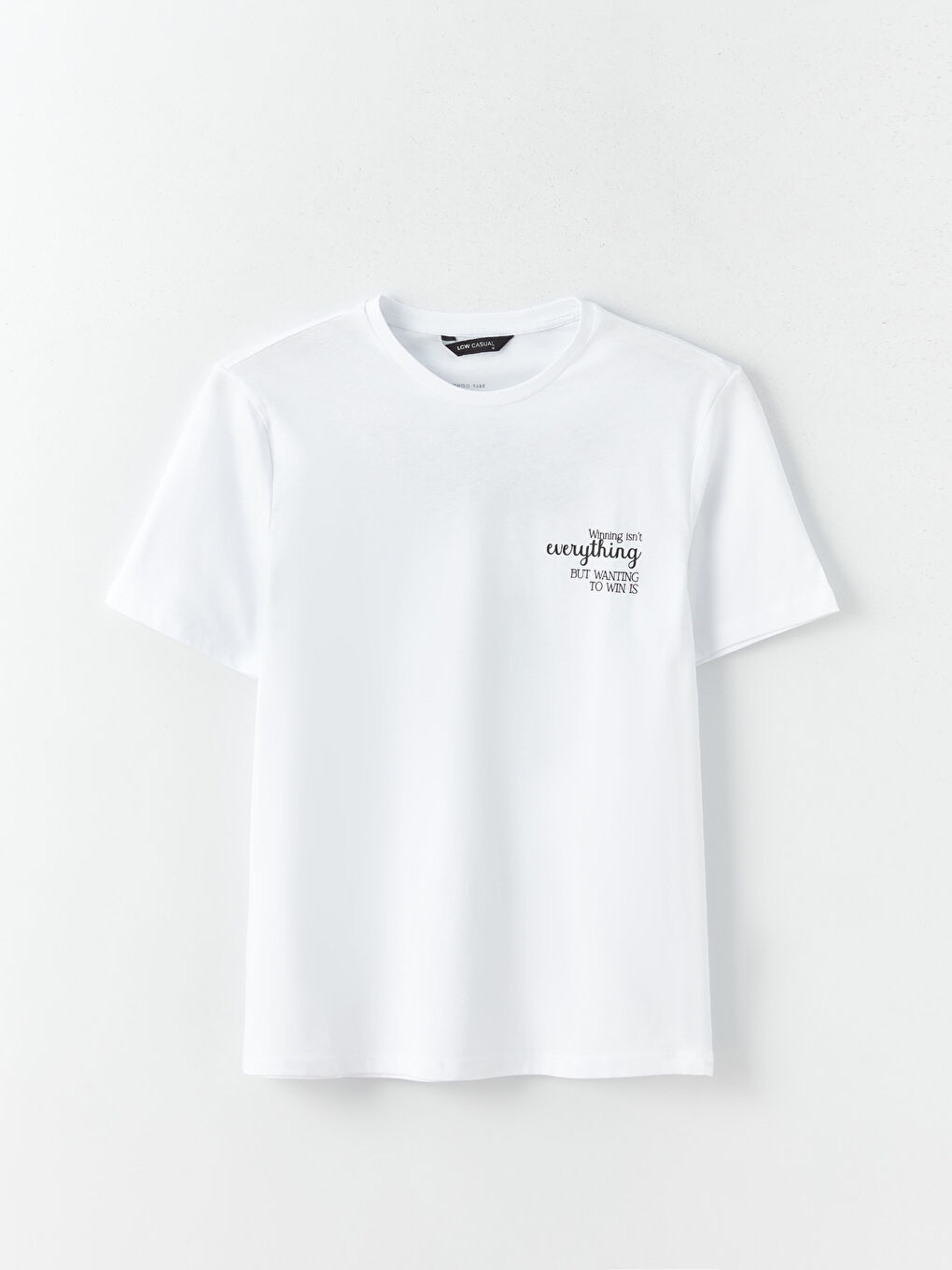 Beyaz Bisiklet Yaka Kısa Kollu Baskılı Penye Erkek Tişört-6