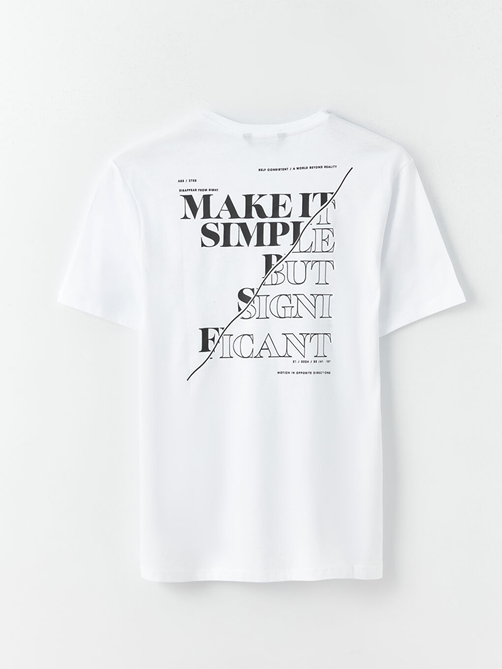 Beyaz Bisiklet Yaka Kısa Kollu Baskılı Penye Erkek Tişört-7