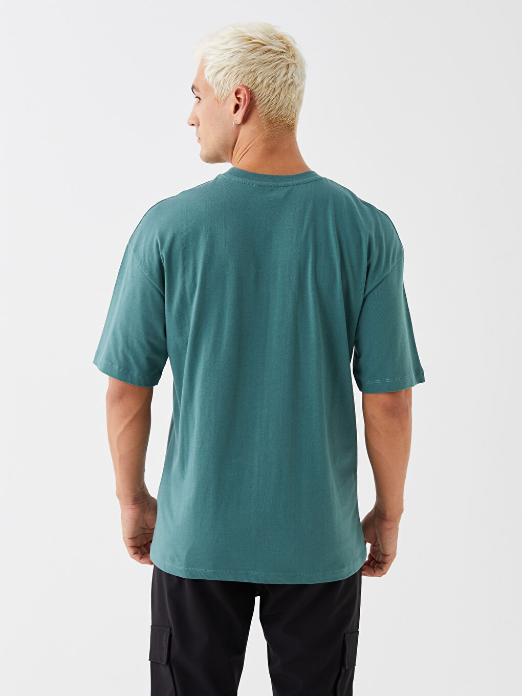 Yeşil Bisiklet Yaka Kısa Kollu Baskılı Penye Erkek Tişört-4