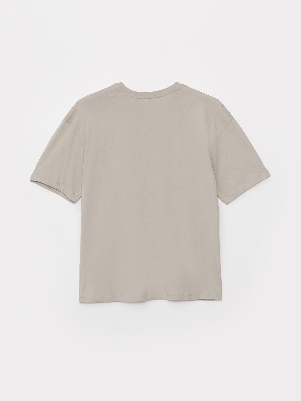 Bej Bisiklet Yaka Kısa Kollu Baskılı Penye Erkek Tişört-6