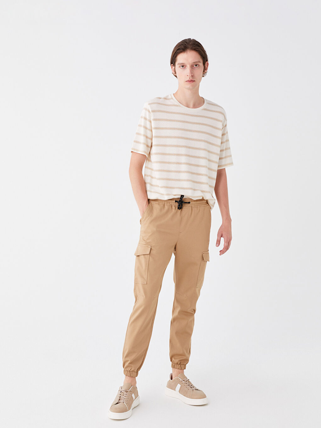 XSIDE Bej Slim Fit Erkek Kargo Pantolon