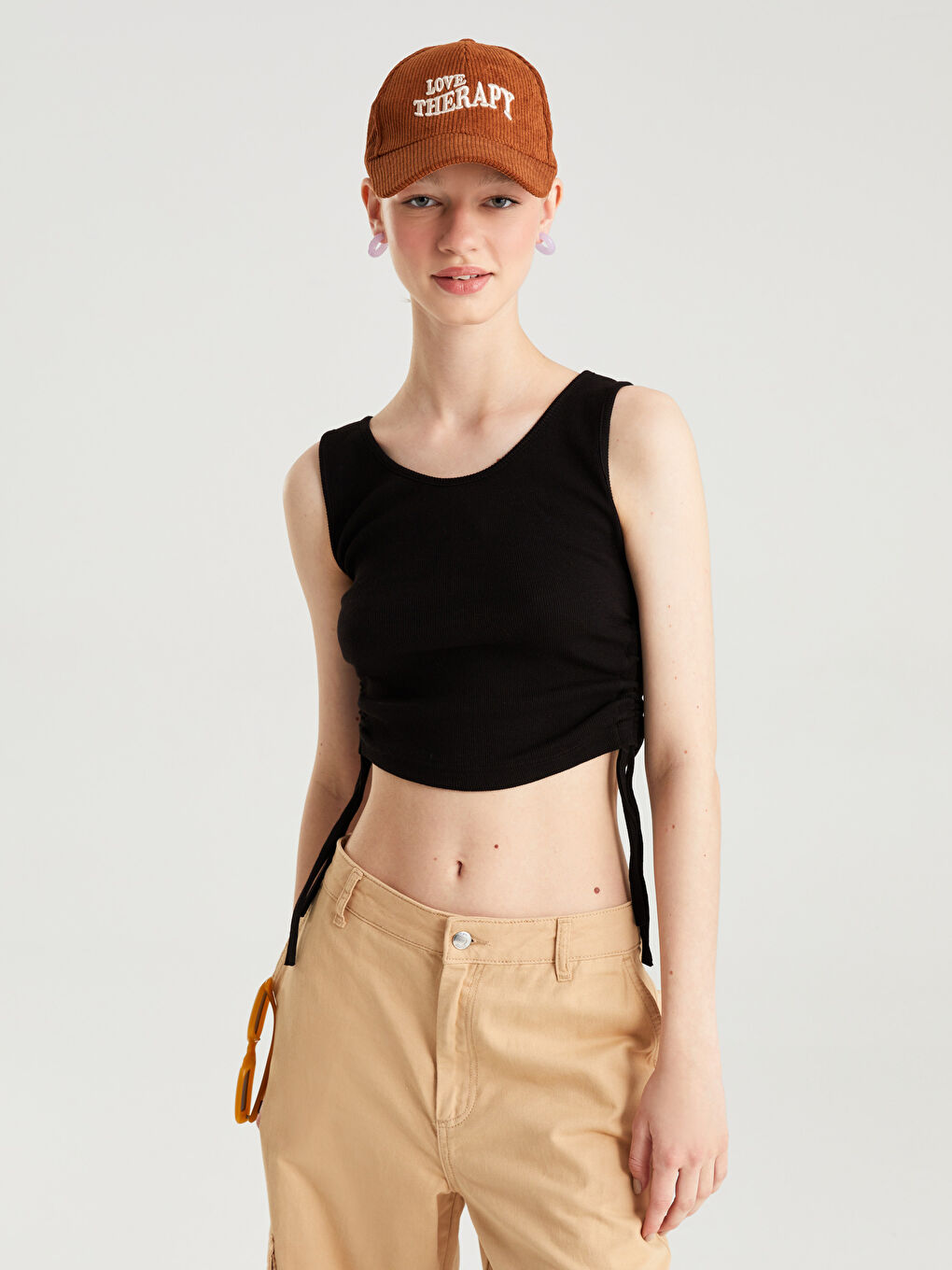 Siyah Bisiklet Yaka Basic Genç Kız Crop-2