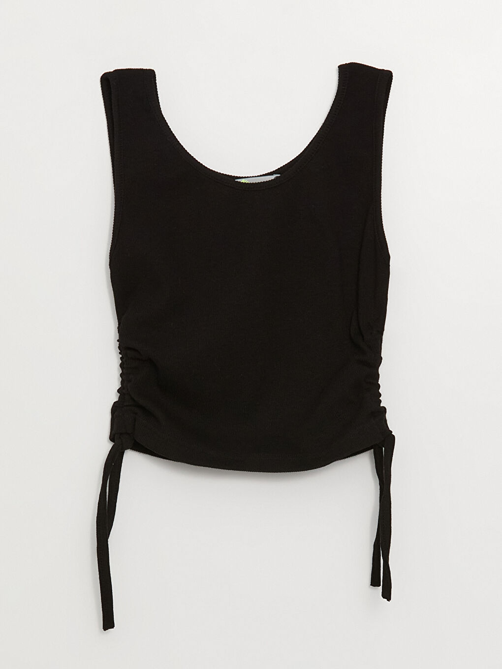 Siyah Bisiklet Yaka Basic Genç Kız Crop-6