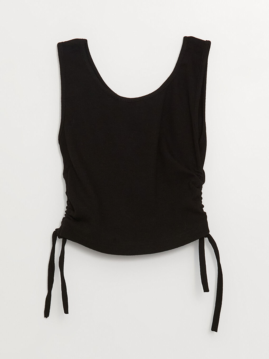 Siyah Bisiklet Yaka Basic Genç Kız Crop-7