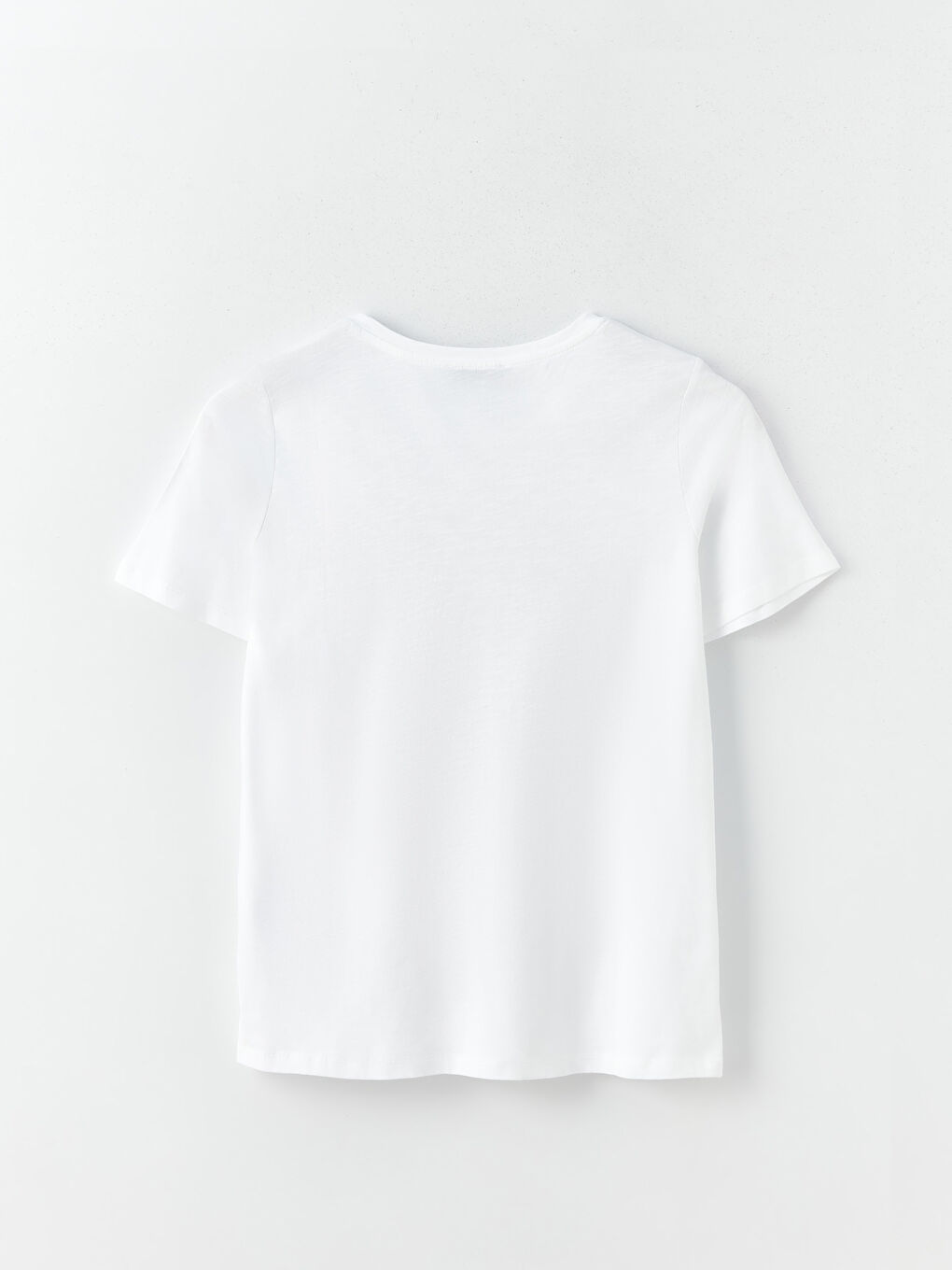 Beyaz Bisiklet Yaka Baskılı Kısa Kollu Kadın Tişört-6