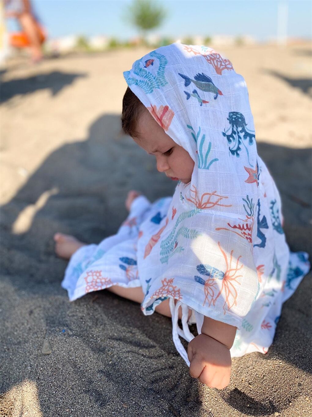 Karışık Kapüşonlu Unisex Bebek Müslin Panço Havlu-2