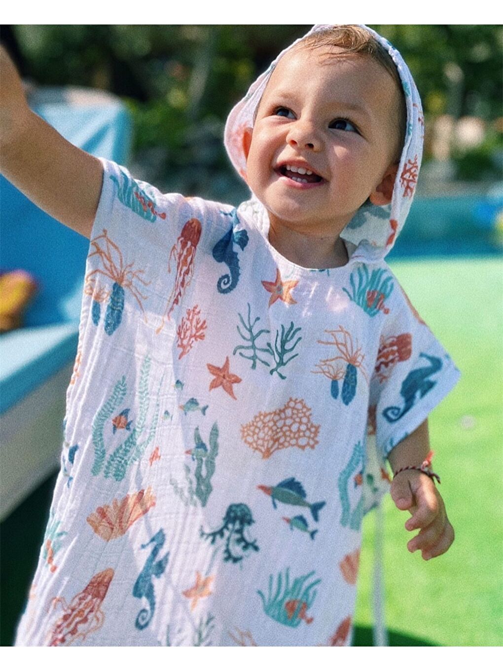 Karışık Kapüşonlu Unisex Bebek Müslin Panço Havlu-3