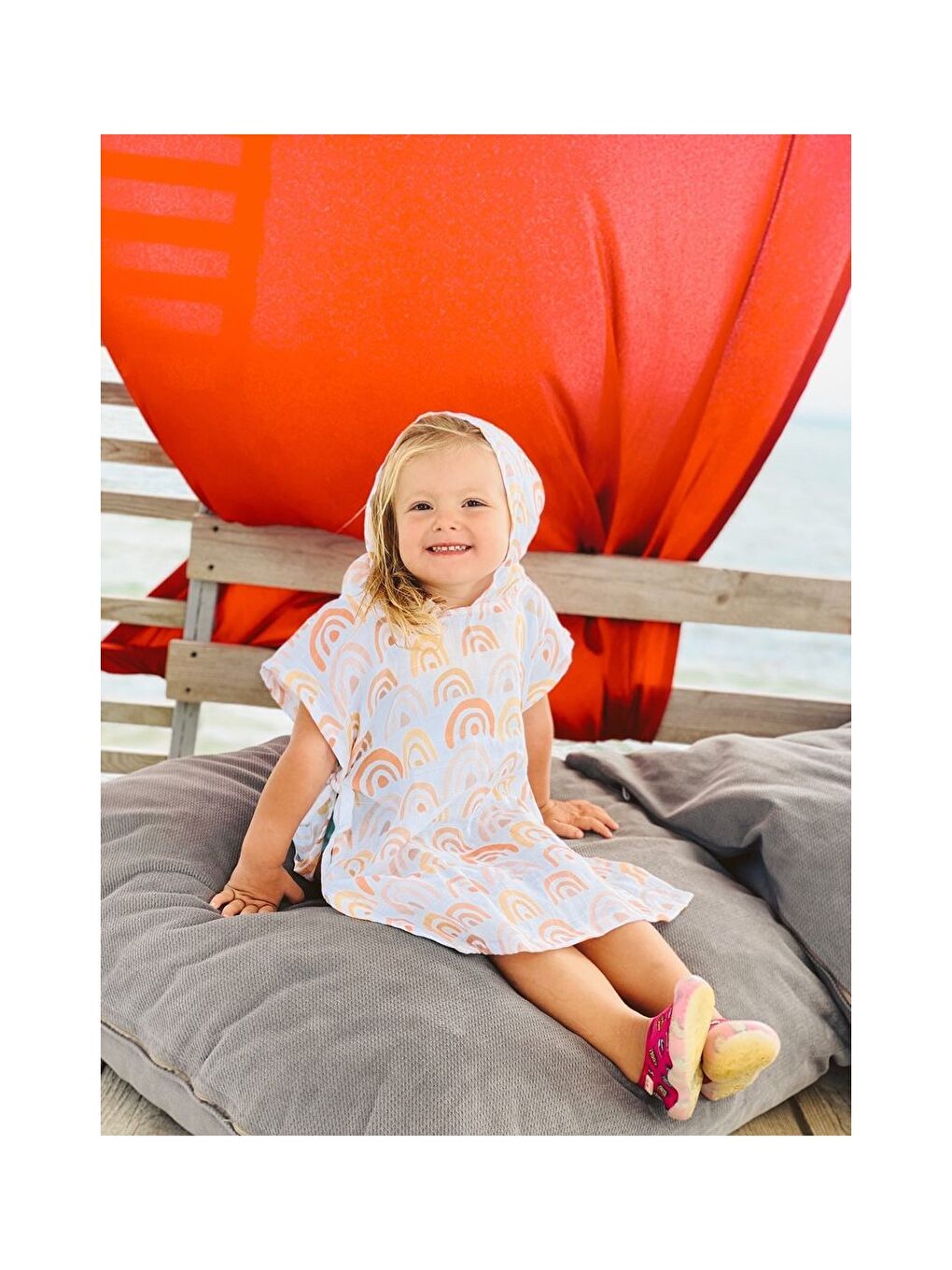 Karışık Kapüşonlu Unisex Bebek Müslin Panço Havlu