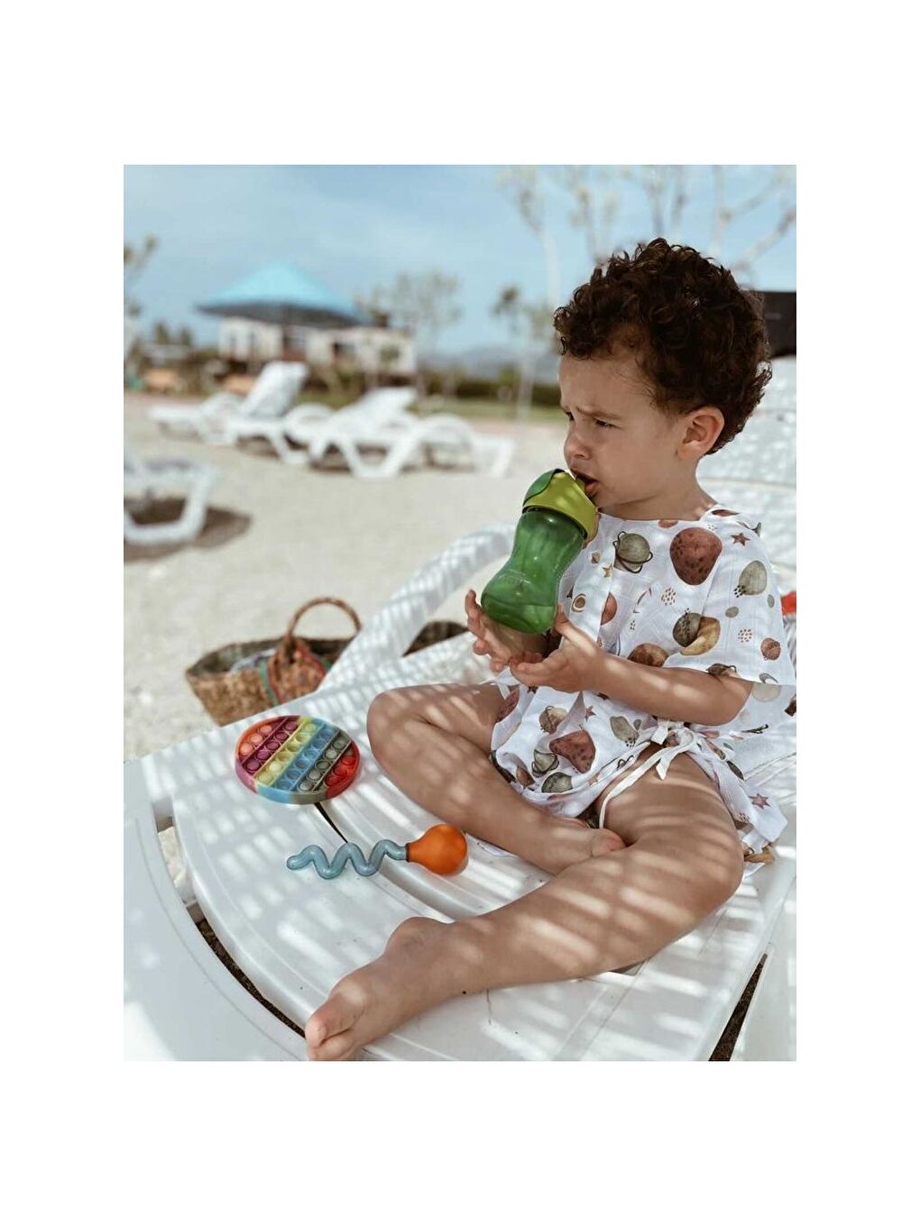 Karışık Kapüşonlu Unisex Bebek Müslin Panço Havlu-1